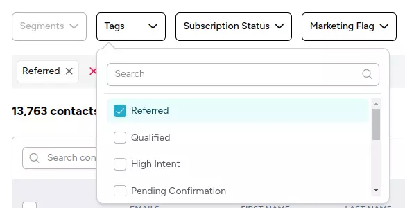 Filter Contact Tags