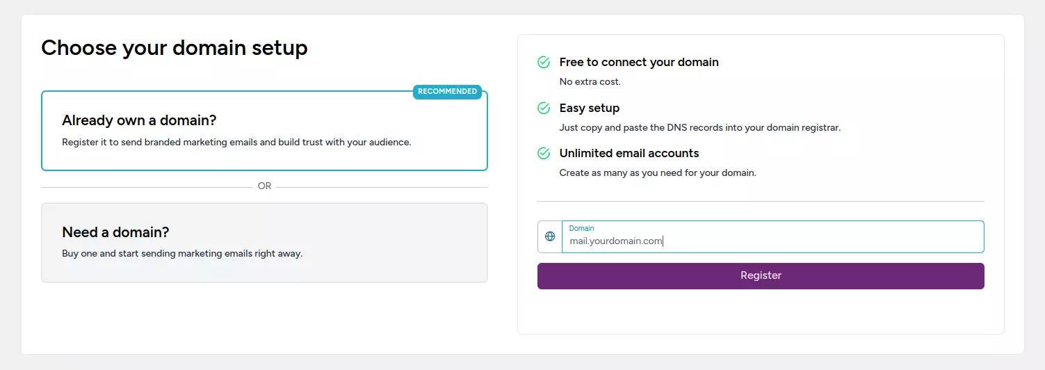 Add Your Sending Domain Screen