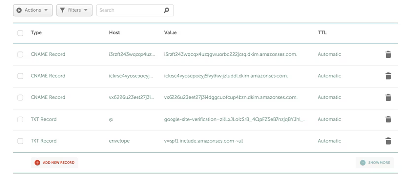 Namecheap TXT and CNAME records