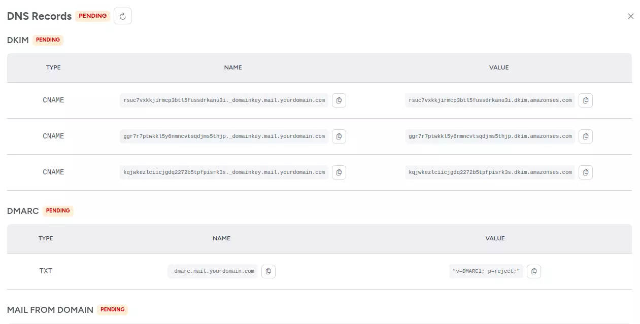 DNS Configuration Modal