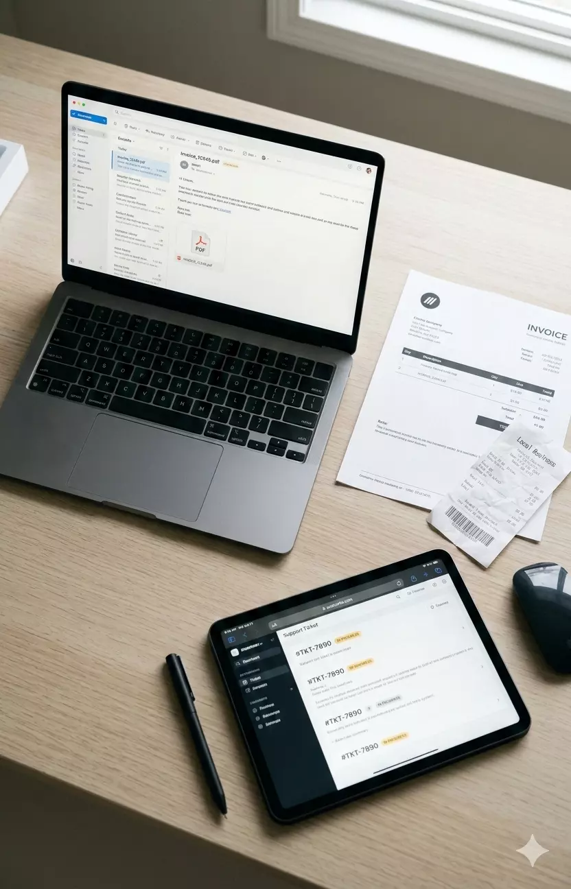 Transactional email invoices on laptop