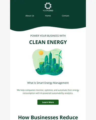 Preview of the Green Energy SaaS Platform email template