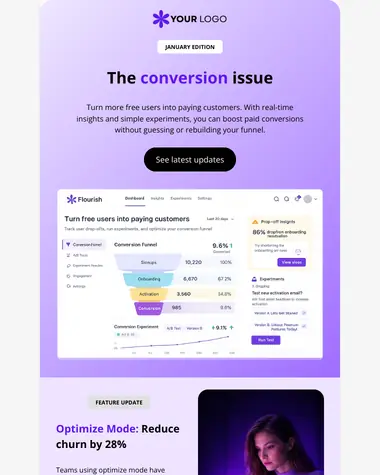 Preview of the Monthly Newsletter - Customer Successes email template